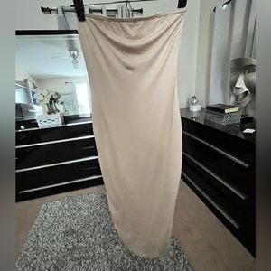Tan Strapless MIDI Dress